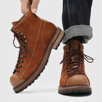 Αντρικά μποτάκια Martin, μεσαίου ύψους, άνω μέρος από split δέρμα, λαστιχένια σόλα, αντιολισθητικά