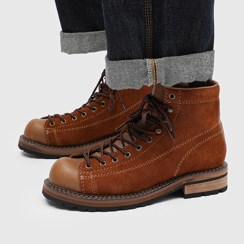 Αντρικά μποτάκια Martin, μεσαίου ύψους, άνω μέρος από split δέρμα, λαστιχένια σόλα, αντιολισθητικά