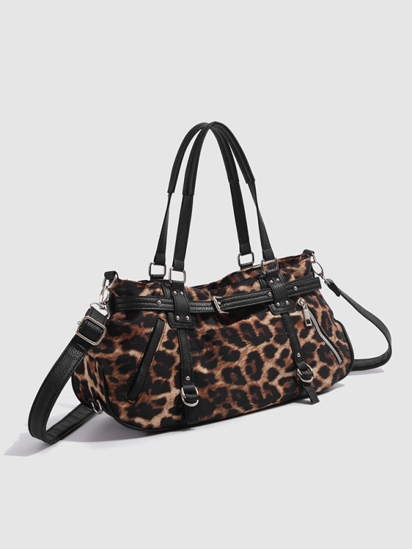 Чанта за рамо в стил мотоциклет, уличен тренд, полиестер, вътрешен джоб, цип, хоризонтално квадратно оформление, една презрамка