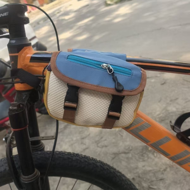 Univerzális MTB első felső cső táska telefontartóval, vászon anyagból, kopásálló, tehercsökkentő, gerincvédő