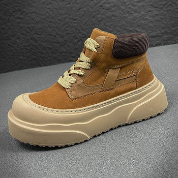 Ανδρικά μποτάκια Μάρτιν, χειμερινά, με PU επάνω μέρος, σόλα από καουουκ, στρογγυλή μύτη, επένδυση από δίχτυ, χαμηλή φτέρνα 1–3 cm