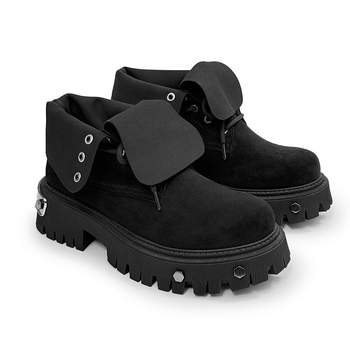 Μαρτίν μποτάκια από συνθετικό δέρμα, μεσαίο ύψος γολών, στρογγυλή μύτη, αντιολισθητική σόλα και απορρόφηση κραδασμών