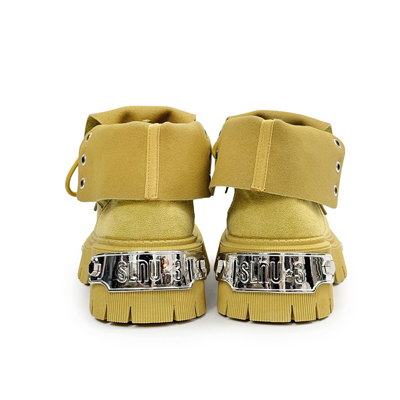 Μαρτίν μποτάκια από συνθετικό δέρμα, μεσαίο ύψος γολών, στρογγυλή μύτη, αντιολισθητική σόλα και απορρόφηση κραδασμών