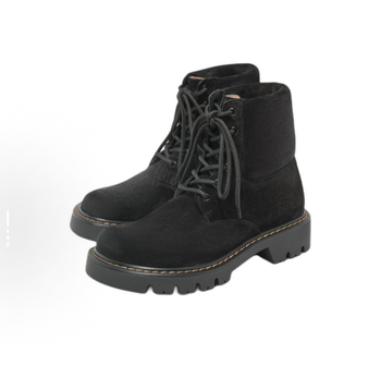 Γυναικεία μποτάκια Martin - Άνω μέρος από γνήσιο δέρμα, Σόλα από καουτσούκ, Τετράγωνος τακούνι 3-5 cm, Μπροστινό δέσιμο με κορδόνια