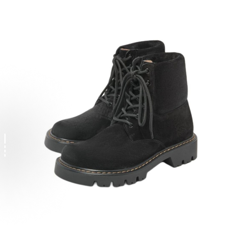 Γυναικεία μποτάκια Martin - Άνω μέρος από γνήσιο δέρμα, Σόλα από καουτσούκ, Τετράγωνος τακούνι 3-5 cm, Μπροστινό δέσιμο με κορδόνια