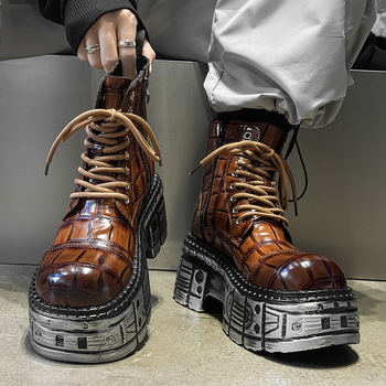 Μαρτίν μποτάκια με παχιά σόλα για αύξηση ύψους, πλαϊνό φερμουάρ, σόλα από καουτσούκ, επάνω υλικό από σούπερ φίμπερ, μοντέλο 53125