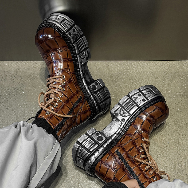 Μαρτίν μποτάκια με παχιά σόλα για αύξηση ύψους, πλαϊνό φερμουάρ, σόλα από καουτσούκ, επάνω υλικό από σούπερ φίμπερ, μοντέλο 53125