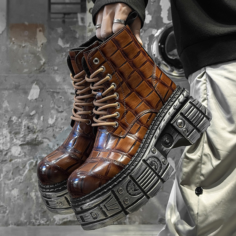 Μαρτίν μποτάκια με παχιά σόλα για αύξηση ύψους, πλαϊνό φερμουάρ, σόλα από καουτσούκ, επάνω υλικό από σούπερ φίμπερ, μοντέλο 53125