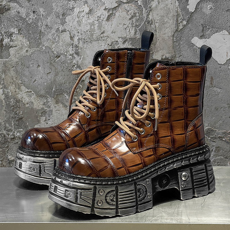 Μαρτίν μποτάκια με παχιά σόλα για αύξηση ύψους, πλαϊνό φερμουάρ, σόλα από καουτσούκ, επάνω υλικό από σούπερ φίμπερ, μοντέλο 53125