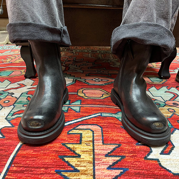 Μάρτιν μποτάκια για άνδρες με πλευρικό φερμουάρ, επάνω μέρος από δέρμα πρώτης στρώσης, καουτσούκ σόλα, στρογγυλή μύτη, μεσαίο ύψος τακουνιού 3–5 εκ