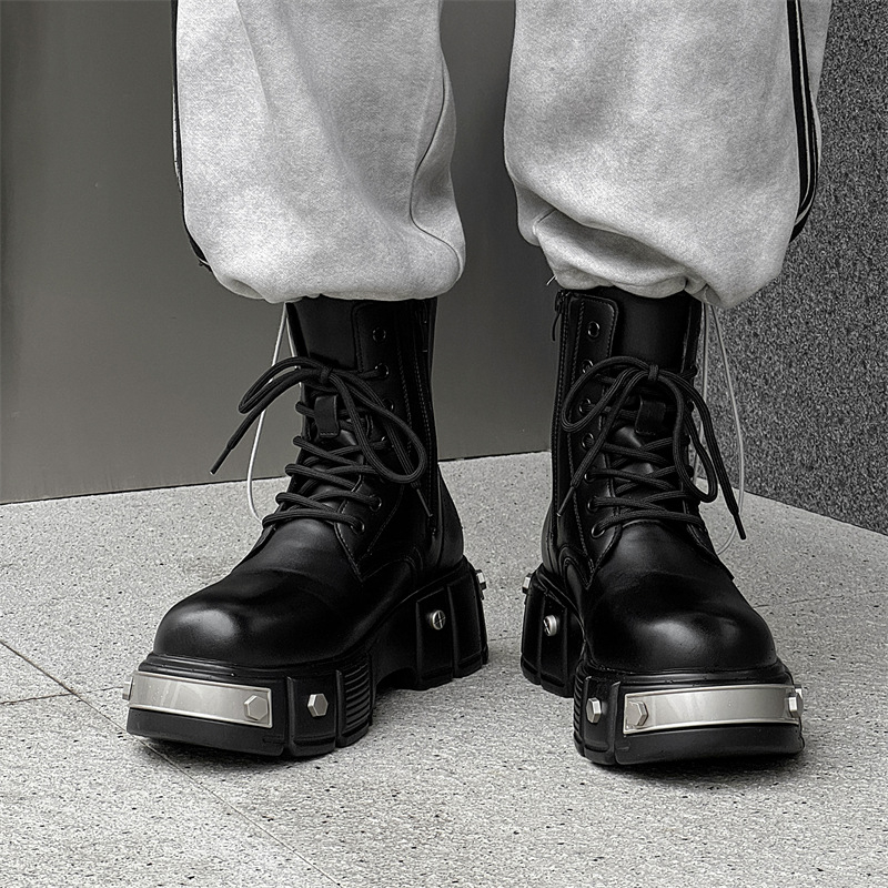 Martin μποτάκια για άνδρες, βρετανικού στυλ, ψηλά, άνω μέρος από μικροϊνες, στρογγυλή μύτη, αντιολισθητική σόλα