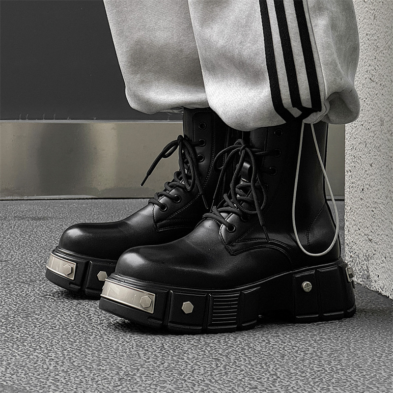 Martin μποτάκια για άνδρες, βρετανικού στυλ, ψηλά, άνω μέρος από μικροϊνες, στρογγυλή μύτη, αντιολισθητική σόλα