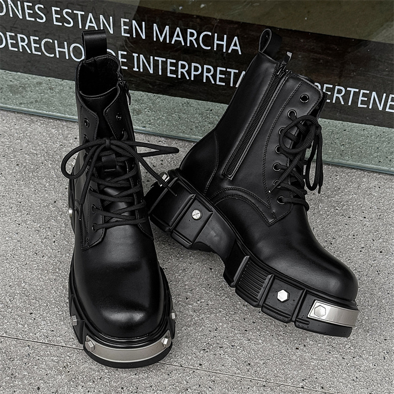 Martin μποτάκια για άνδρες, βρετανικού στυλ, ψηλά, άνω μέρος από μικροϊνες, στρογγυλή μύτη, αντιολισθητική σόλα