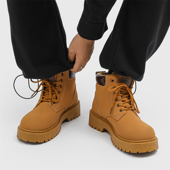 Μποτάκια Μάρτιν υψηλά με PU επάνω μέρος, PVC ενισχυμένη σόλα, στρογγυλή μύτη, 3–5 cm ύψος τακουνιού