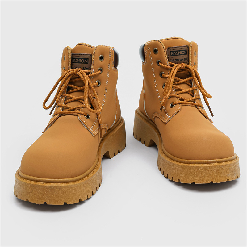 Μποτάκια Μάρτιν υψηλά με PU επάνω μέρος, PVC ενισχυμένη σόλα, στρογγυλή μύτη, 3–5 cm ύψος τακουνιού