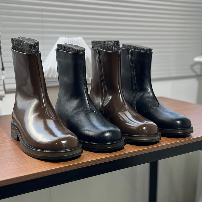 Μάρτιν μποτάκια σε βρετανικό στυλ, ρετρό βίντατζ σχέδιο, με πλαϊνό φερμουάρ, σόλα από καουτσούκ, μεσαίο ύψος τακουνιού 3–5 cm, άνω και εσωτερικό από Super Fiber, πάτος PU