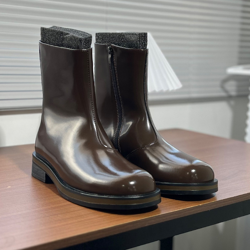 Μάρτιν μποτάκια σε βρετανικό στυλ, ρετρό βίντατζ σχέδιο, με πλαϊνό φερμουάρ, σόλα από καουτσούκ, μεσαίο ύψος τακουνιού 3–5 cm, άνω και εσωτερικό από Super Fiber, πάτος PU