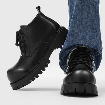 Ανδρικά μποτάκια Martens - Βρετανικού στυλ, στρογγυλή μύτη, Microfiber επάνω, καουτσούκ σόλα με αντιολισθητικότητα