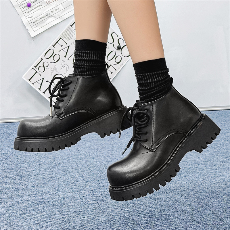 Ανδρικά μποτάκια Martens - Βρετανικού στυλ, στρογγυλή μύτη, Microfiber επάνω, καουτσούκ σόλα με αντιολισθητικότητα