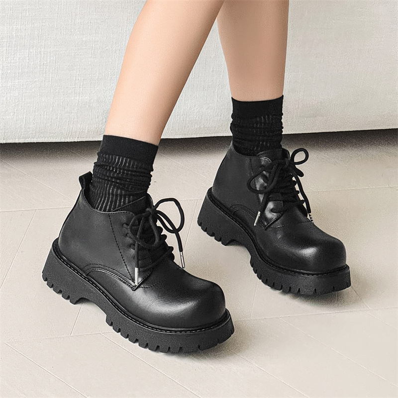 Ανδρικά μποτάκια Martens - Βρετανικού στυλ, στρογγυλή μύτη, Microfiber επάνω, καουτσούκ σόλα με αντιολισθητικότητα