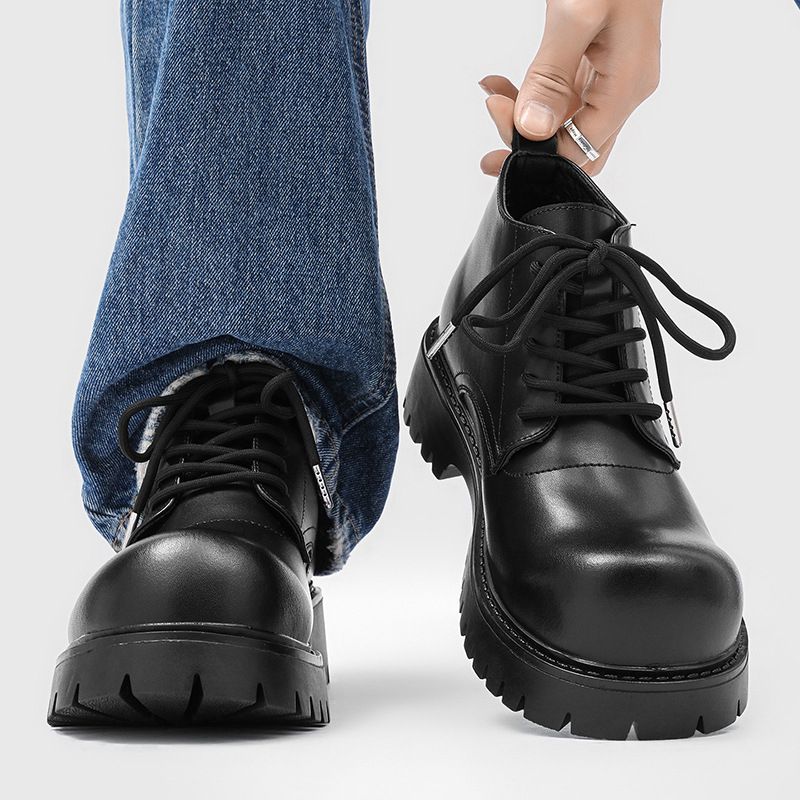 Ανδρικά μποτάκια Martens - Βρετανικού στυλ, στρογγυλή μύτη, Microfiber επάνω, καουτσούκ σόλα με αντιολισθητικότητα