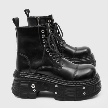 Vīriešu Martin zābaki – augšdaļa no mākslīgā PU, gumijas zole, apaļa pirksta, vidēja garuma kāja, mikrošķiedras odere