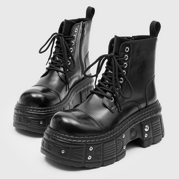 Vīriešu Martin zābaki – augšdaļa no mākslīgā PU, gumijas zole, apaļa pirksta, vidēja garuma kāja, mikrošķiedras odere