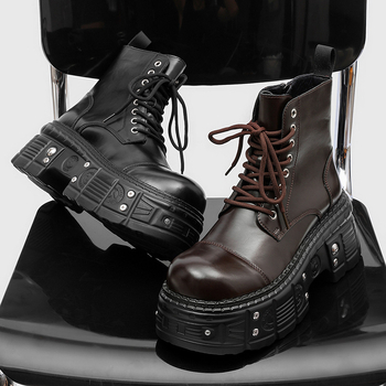 Vīriešu Martin zābaki – augšdaļa no mākslīgā PU, gumijas zole, apaļa pirksta, vidēja garuma kāja, mikrošķiedras odere