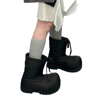 Зимни водоустойчиви високи снегоботи с гумена подметка, кръгла пръст, унисекс