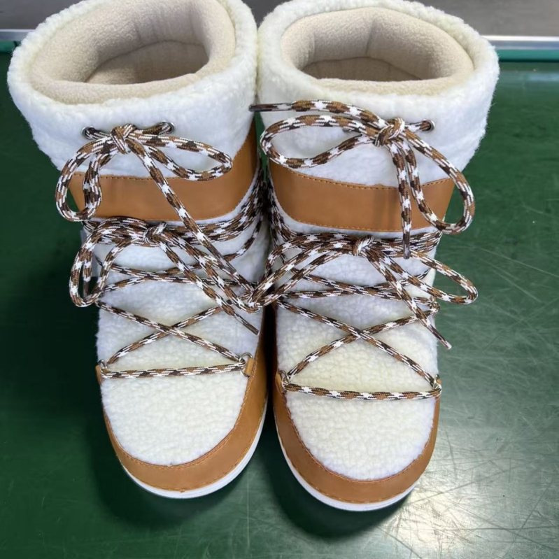 Лунни ботуши с дебела подметка, зимни високи обувки за сняг за жени, топли и противохлъзващи, горна част от изкуствен плюш, подметка от гума