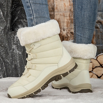 Sieviešu augstās ziemas zābaki sniegam, ūdensnecaurlaidīgi, pretslīdzoši, ar siltu flīsa oderi, ar šņorēm