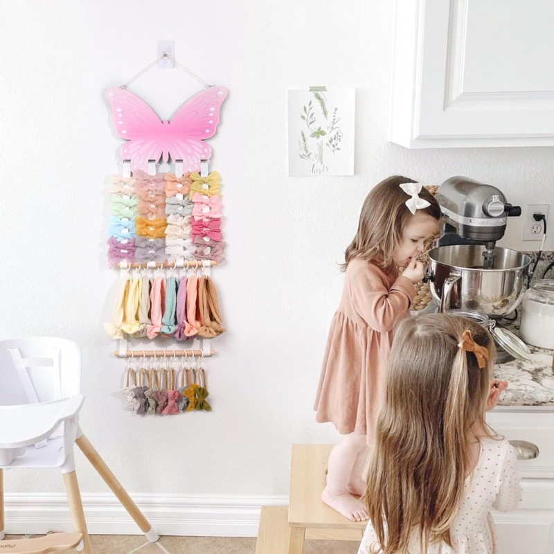 Raft de afișaj pentru accesorii de păr din sfoară de bumbac, stil nordic, cu un nivel, organizator pentru agrafe și elastice de păr