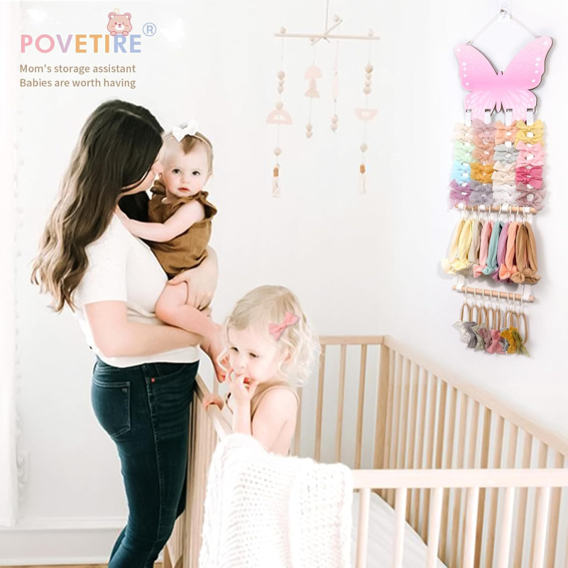 Raft de afișaj pentru accesorii de păr din sfoară de bumbac, stil nordic, cu un nivel, organizator pentru agrafe și elastice de păr