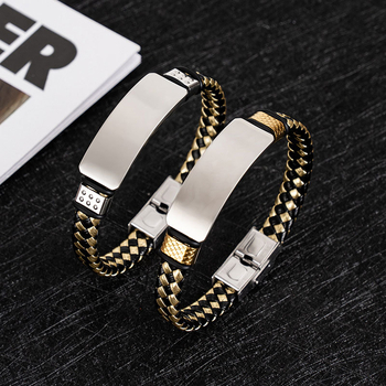 Ανοξείδωτο ατσάλι γεωμετρικό unisex βραχιόλι – χαραγμένο, ηλεκτροπλατιωμένο, προσωποποιημένο στυλ για επιχειρηματικά δώρα