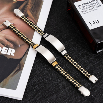 Ανοξείδωτο ατσάλι γεωμετρικό unisex βραχιόλι – χαραγμένο, ηλεκτροπλατιωμένο, προσωποποιημένο στυλ για επιχειρηματικά δώρα