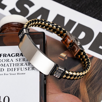 Ανοξείδωτο ατσάλι γεωμετρικό unisex βραχιόλι – χαραγμένο, ηλεκτροπλατιωμένο, προσωποποιημένο στυλ για επιχειρηματικά δώρα