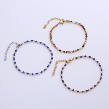 Βραχιόλι - Χιπ-χοπ στυλ, Unisex, Ατσάλι τιτάνιο, Διαμαντική επεξεργασία, Τεχνητές πέτρες επιχρυσωμένες