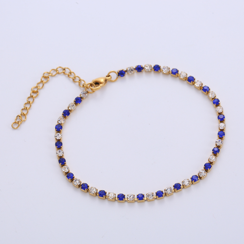 Βραχιόλι - Χιπ-χοπ στυλ, Unisex, Ατσάλι τιτάνιο, Διαμαντική επεξεργασία, Τεχνητές πέτρες επιχρυσωμένες