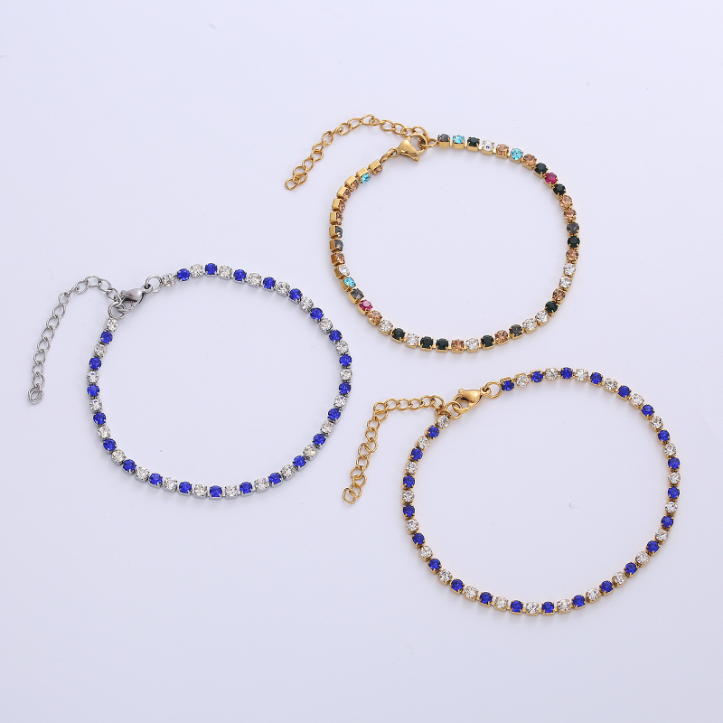 Βραχιόλι - Χιπ-χοπ στυλ, Unisex, Ατσάλι τιτάνιο, Διαμαντική επεξεργασία, Τεχνητές πέτρες επιχρυσωμένες