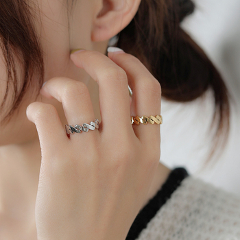 Női titán-acél gyűrű, geometriai kialakítás, hideg stílus