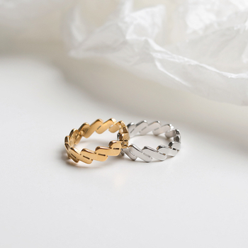 Női titán-acél gyűrű, geometriai kialakítás, hideg stílus