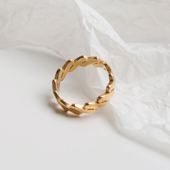 Női titán-acél gyűrű, geometriai kialakítás, hideg stílus