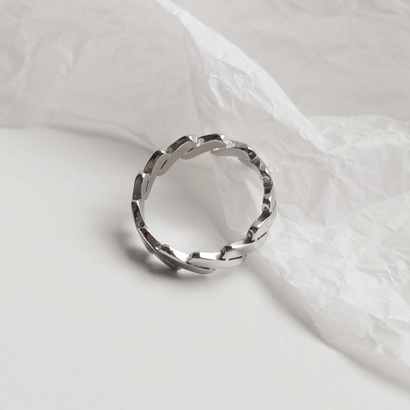 Női titán-acél gyűrű, geometriai kialakítás, hideg stílus