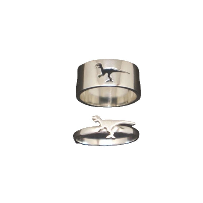 Dinoszaurusz üreges gyűrű, fém, elektroplátolt, uniszex, esküvői ajándék