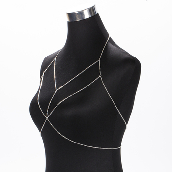 Női testlánc dupla rétegű kereszt alakú dizájn, hullámtípusú lánc, hossz 51–80 cm, elektroplatinált bevonat