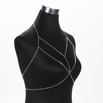 Női testlánc dupla rétegű kereszt alakú dizájn, hullámtípusú lánc, hossz 51–80 cm, elektroplatinált bevonat