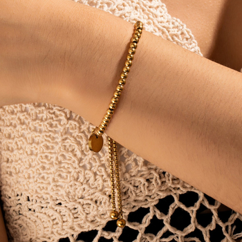 Σιδερένιο βραχιόλι με χάντρες σε αλυσίδα, γεωμετρικός σχεδιασμός, κοσμήματα για γυναίκες