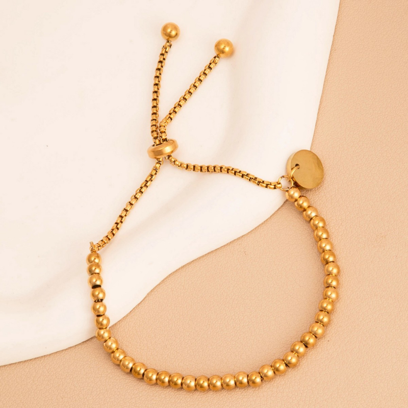 Σιδερένιο βραχιόλι με χάντρες σε αλυσίδα, γεωμετρικός σχεδιασμός, κοσμήματα για γυναίκες