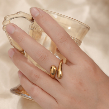 304 rozsdamentes acélból készült állítható nyitott gyűrű, geometriai forma, elektroplakkal, uniszex