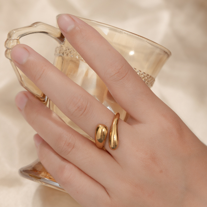 304 rozsdamentes acélból készült állítható nyitott gyűrű, geometriai forma, elektroplakkal, uniszex